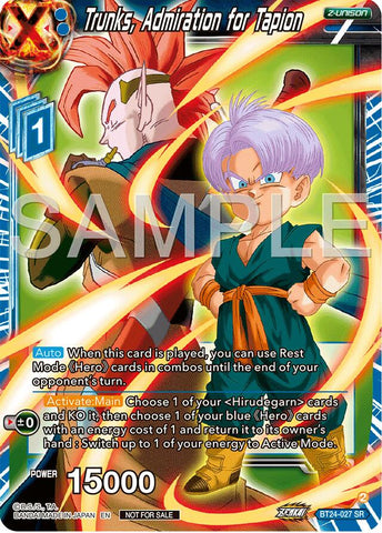 Trunks, Admiration for Tapion (Championship 2024 Finals Zenkai Pack) (BT24-027) [Tournament Promotion Cards]