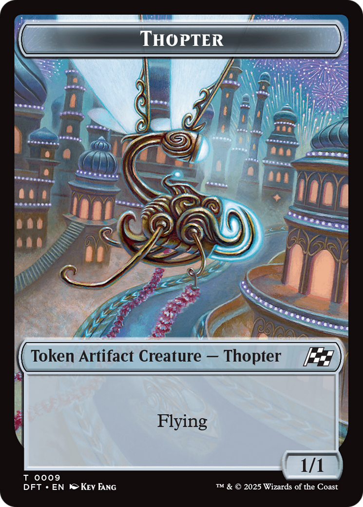Golem (0015) // Thopter (0009) Double-Sided Token [Aetherdrift Commander Tokens]