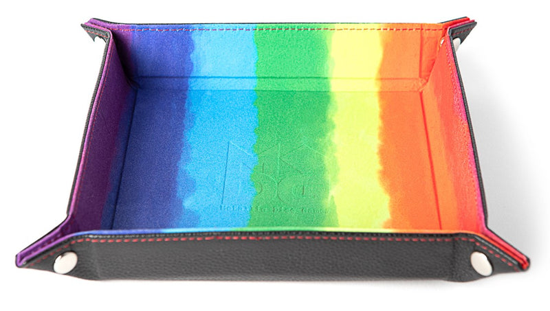 Folding Square Velvet Dice Tray - Rainbow