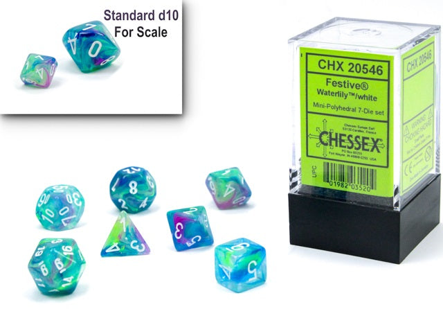 7 Festive Waterlily/White Mini-Polyhedral Die Set CHX 20546