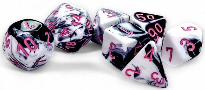 Gemini Black-White/Pink Polyhedral 7-Dice Set CHX 26469