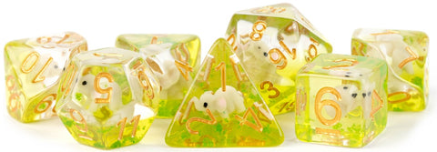Resin Polyhedral 7 Dice Set - Elephant Inclusion