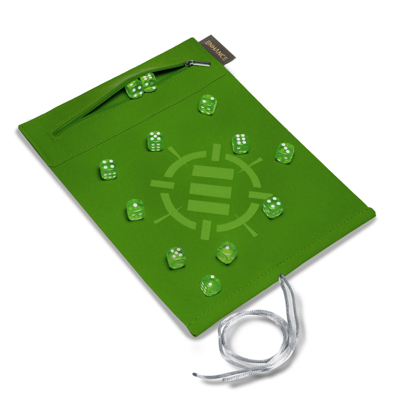 Roll on a Scroll: Acrylic Dice Set and Rolling Mat - Green