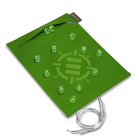 Roll on a Scroll: Acrylic Dice Set and Rolling Mat - Green