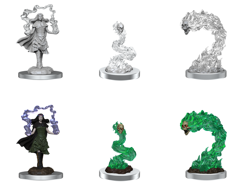 Nolzur's Marvelous Miniatures: Dark Spellcaster & Flameskulls