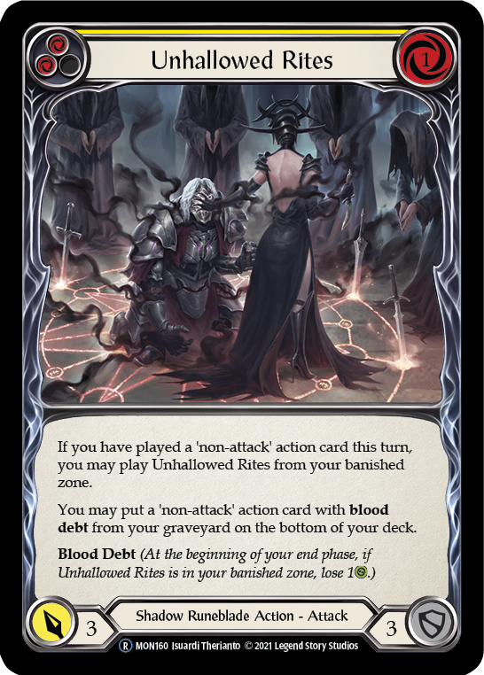 Unhallowed Rites (Yellow) (Rainbow Foil) [U-MON160-RF] Unlimited Rainbow Foil