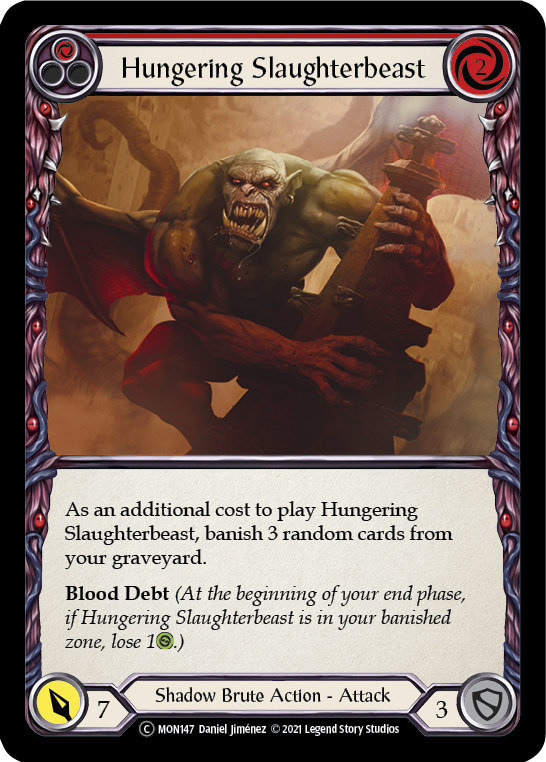 Hungering Slaughterbeast (Red) (Rainbow Foil) [U-MON147-RF] Unlimited Rainbow Foil