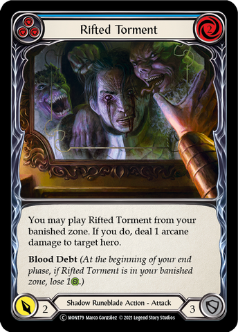Rifted Torment (Blue) (Rainbow Foil) [U-MON179-RF] Unlimited Rainbow Foil
