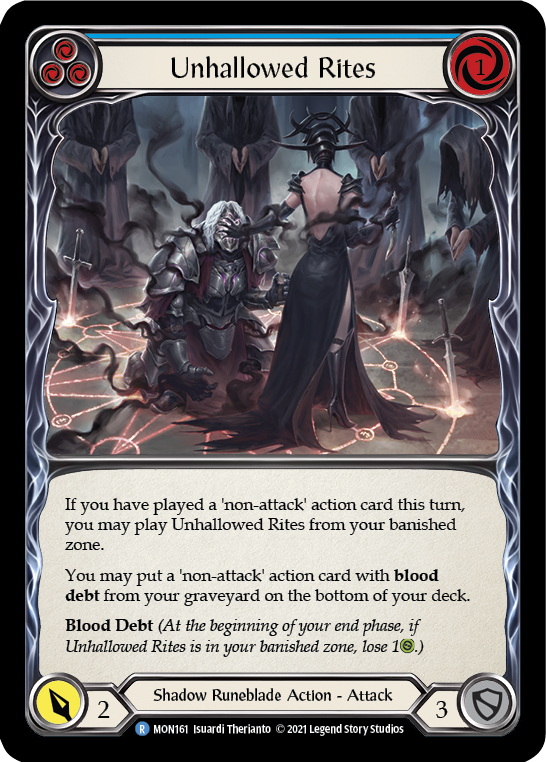 Unhallowed Rites (Blue) (Rainbow Foil) [MON161-RF] 1st Edition Rainbow Foil