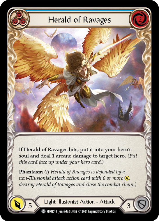 Herald of Ravages (Blue) (Rainbow Foil) [MON019-RF] 1st Edition Rainbow Foil