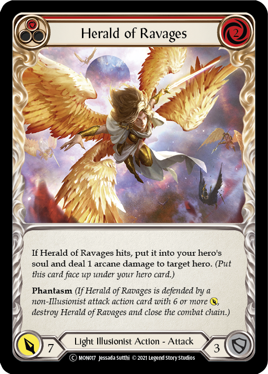Herald of Ravages (Red) (Rainbow Foil) [U-MON017-RF] Unlimited Rainbow Foil