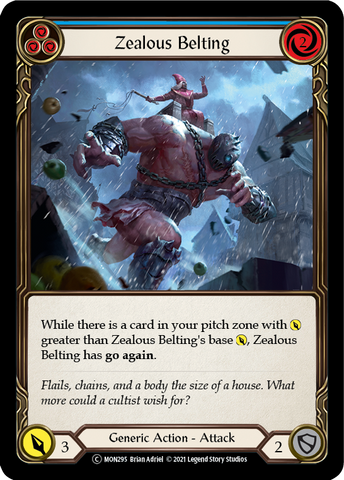 Zealous Belting (Blue) (Rainbow Foil) [U-MON295-RF] Unlimited Rainbow Foil
