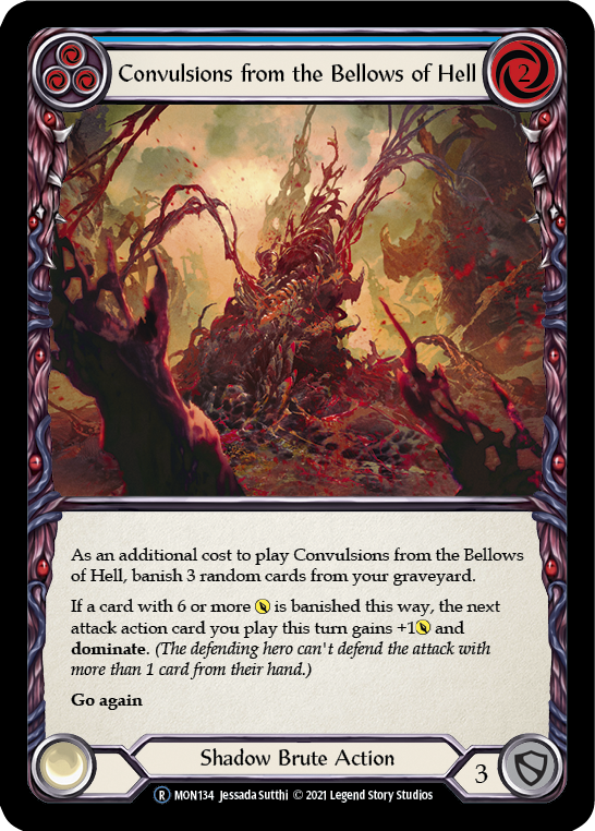 Convulsions from the Bellows of Hell (Blue) (Rainbow Foil) [U-MON134-RF] Unlimited Rainbow Foil