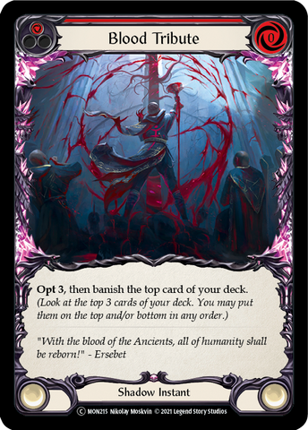 Blood Tribute (Red) (Rainbow Foil) [U-MON215-RF] Unlimited Rainbow Foil