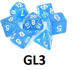 Glitter Dice Set: Frost Blue GL03