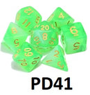 Transparent Dice Set: Green/White PD41