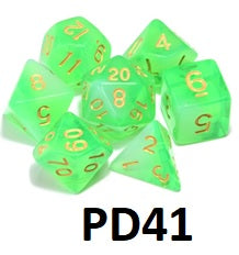 Transparent Dice Set: Green/White PD41
