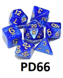 Gold Font Dice Set: Sapphire Swirl PD66