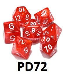 White Font Dice Set: Ruby Swirl PD72