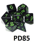Black Opaque Dice Set: Green Font PD85