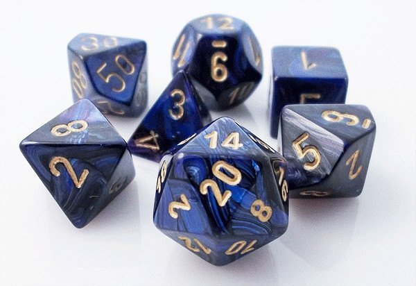 7 Scarab Royal Blue/gold Polyhedral Dice Set - CHX27427