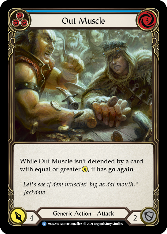 Out Muscle (Blue) (Rainbow Foil) [MON250-RF] 1st Edition Rainbow Foil