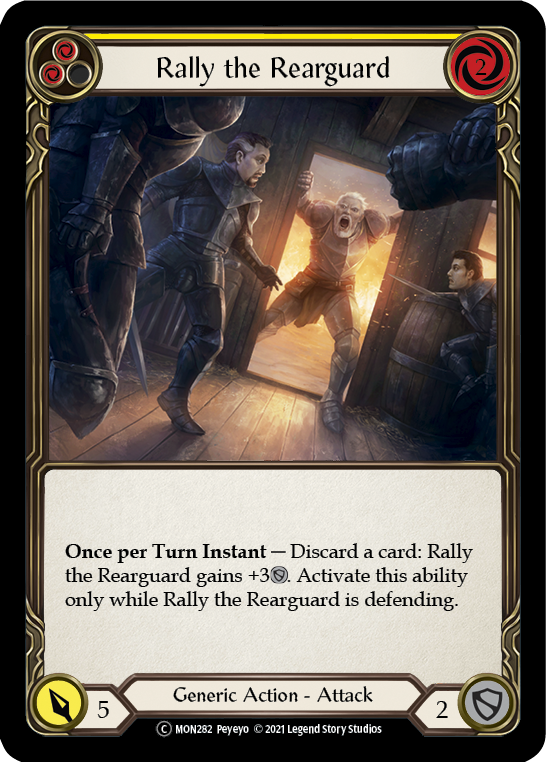 Rally the Rearguard (Yellow) (Rainbow Foil) [U-MON282-RF] Unlimited Rainbow Foil