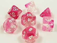Lab Dice Gemini Clear-Pink / White 7 Dice set - CHX30042