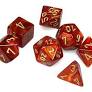 7 Scarab Scarlet/ Gold Mini-Polyhedral Set - CHX 20414