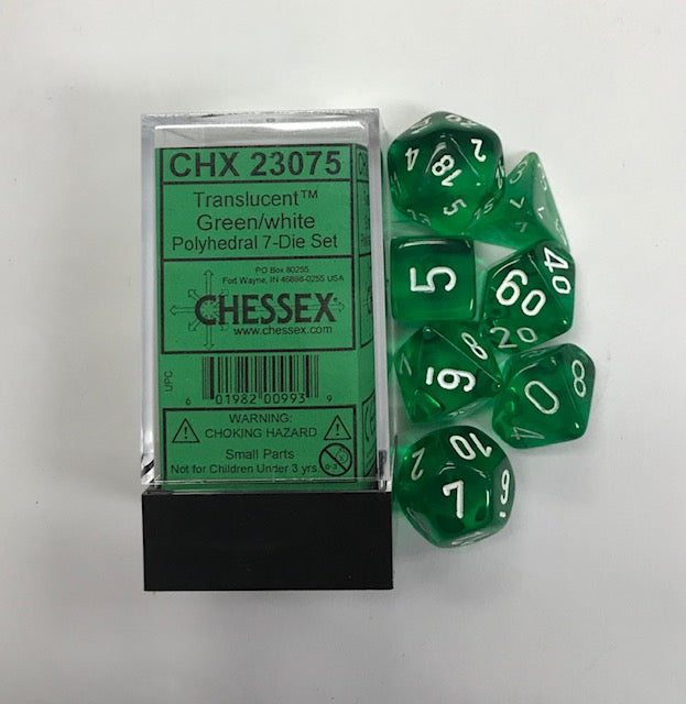 Translucent Green/white Polyhedral 7-Dice Set CHX 23075