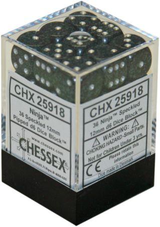 36 12mm Speckled Ninja d6 Dice Block - CHX25918