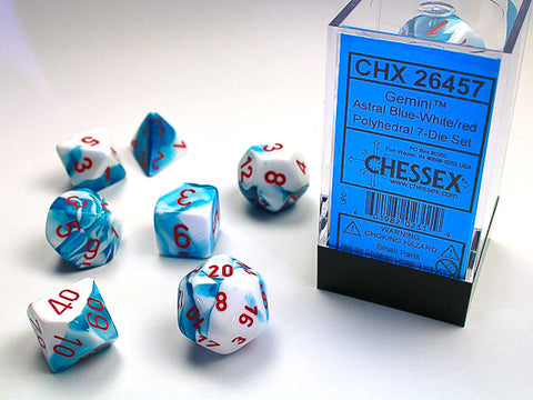 Gemini Astral Blue-White/Red Polyhedral 7-Die Set - CHX26457