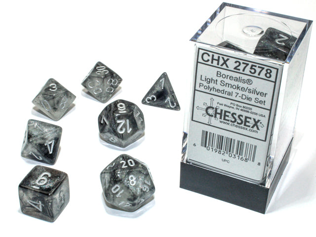 Borealis Light Smoke/Silver Polyhedral 7-Die Set - CHX27578