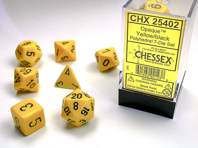 Opaque Yellow/black Polyhedral 7-Die Set CHX25402
