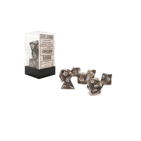 Translucent Smoke/white Polyhedral 7-Die Set CHX23078